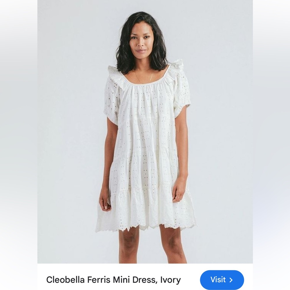 Cleobella Ferris, mini dress ivory new with tags organic cotton eyelet